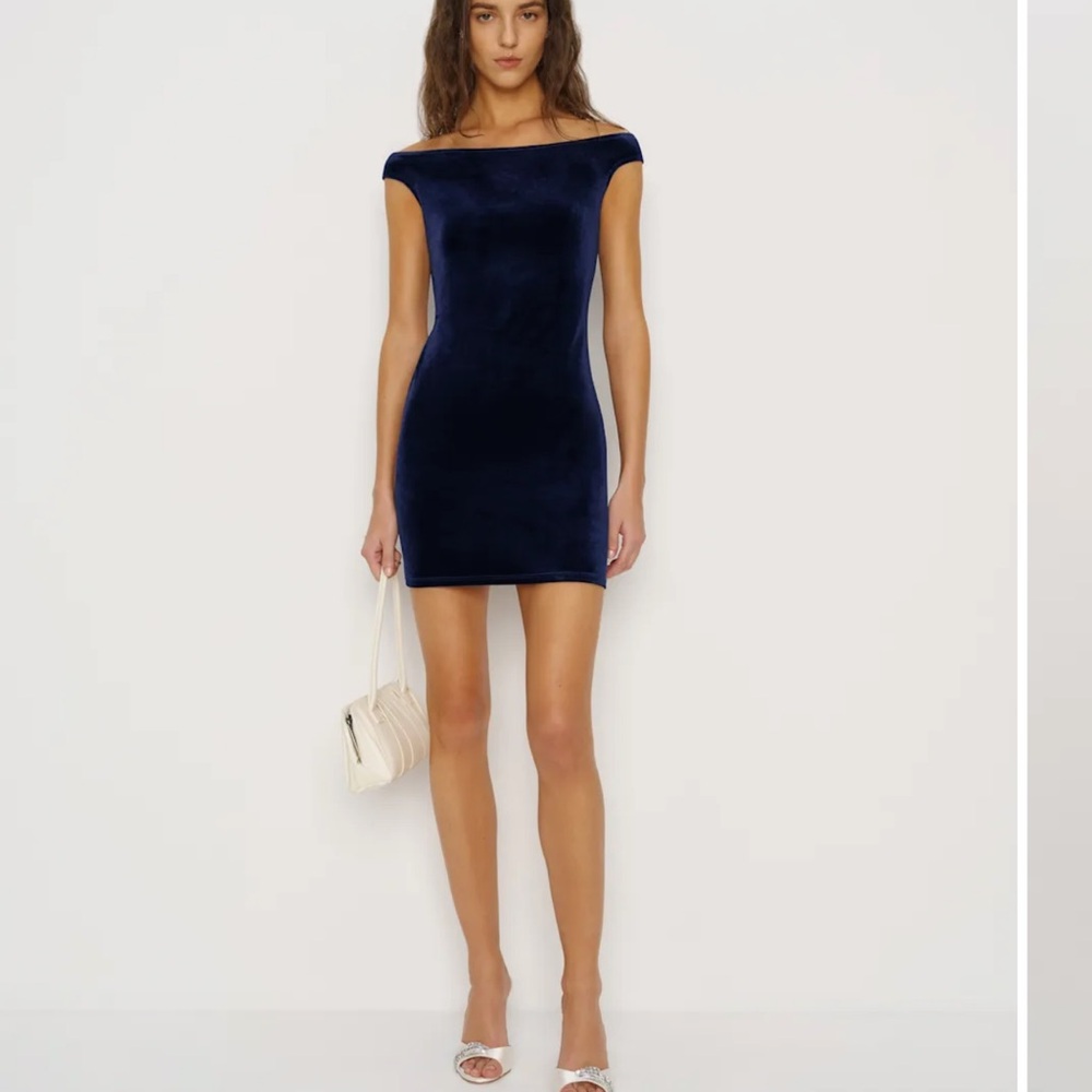 Reformation Lia Knit Dress Blue - Size M